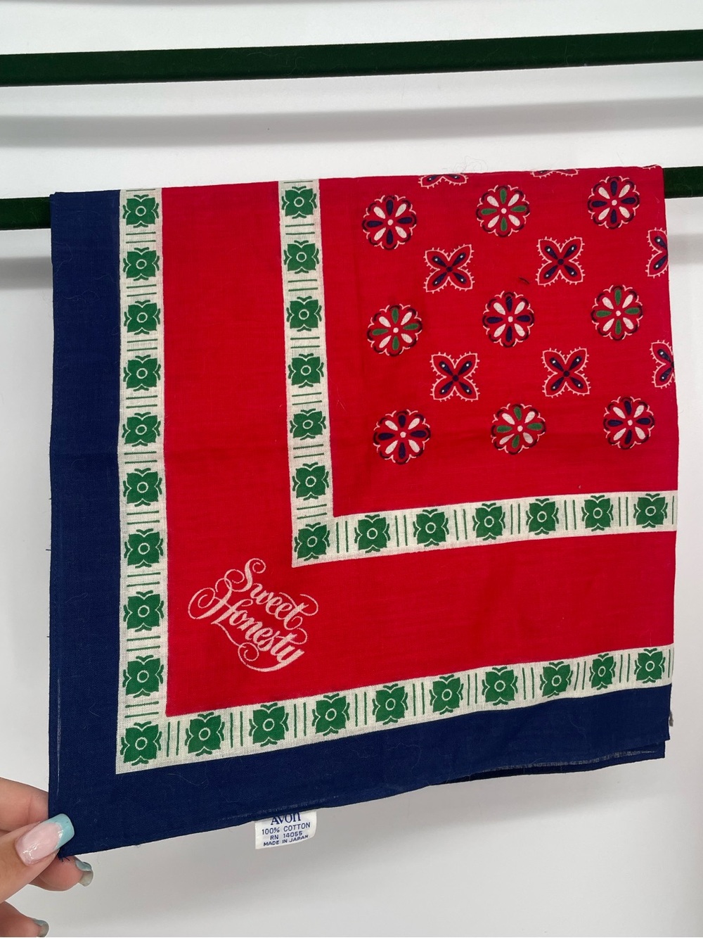 1970s Avon “Sweet Honesty” Promotional 100% Cotton Square Bandana Scarf